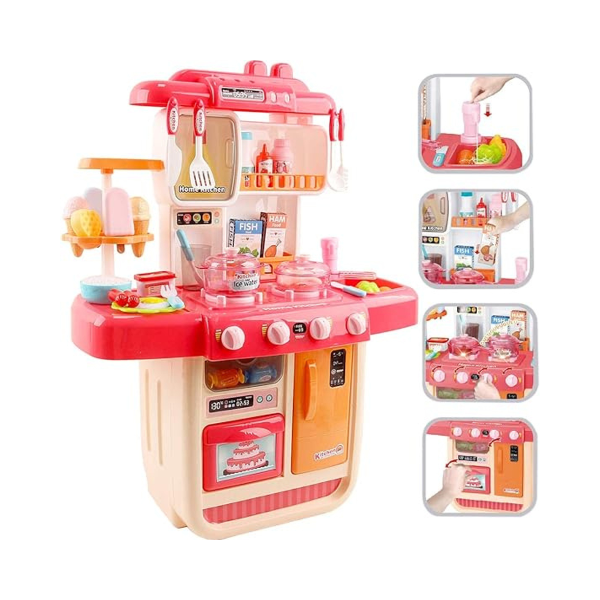 Cocina de juguete con efectos realistas