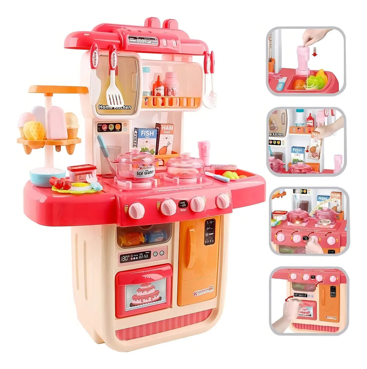 Cocina de juguete con efectos realistas